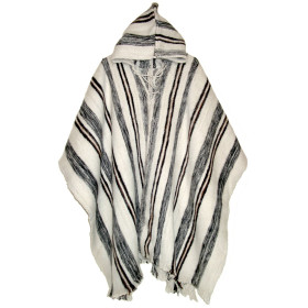 Huayna Stripped Poncho with hood - Pure Wool