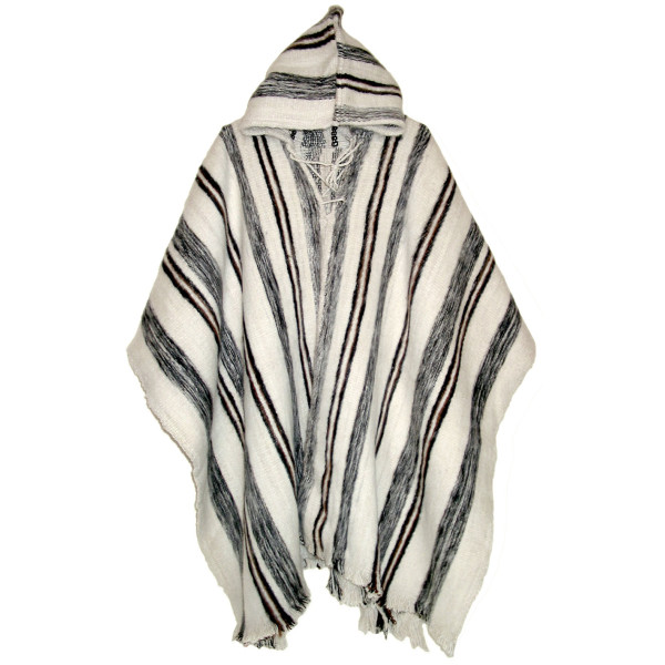 Huayna Stripped Poncho with hood - Pure Wool