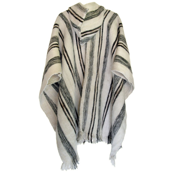 Huayna Stripped Poncho with hood - Pure Wool